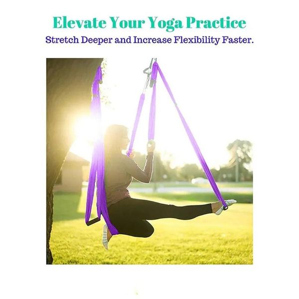 

aerial yoga swing set - yoga hammock/sling kit + extension straps & strap adjustable sport belts elastico para ginast