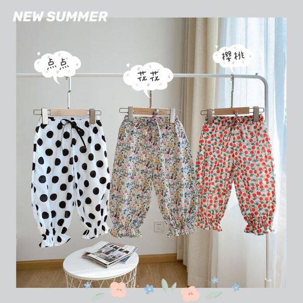 

2020 selling baby girls dots ruffles pants summer kids girls pants 1-6 years, Blue