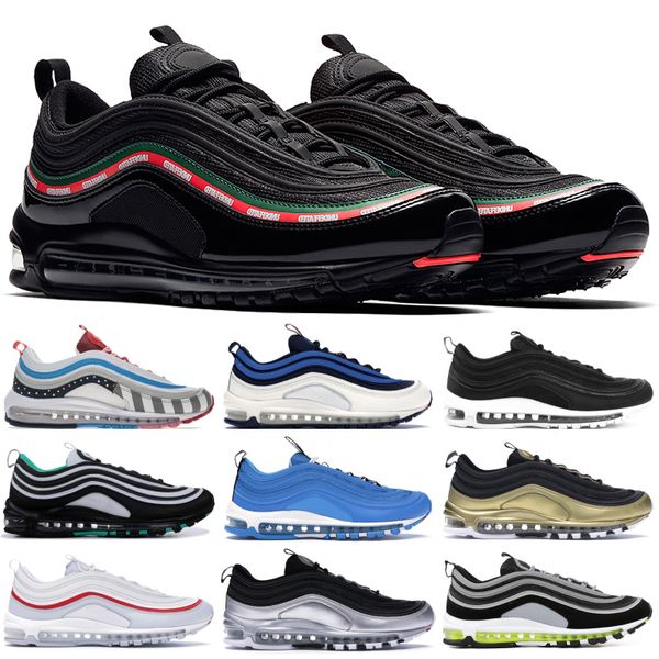 

undefeated 1997 og running shoes south beach black reflective gold silver bullet men women designer sports sneakers us 5.5-11, White;red