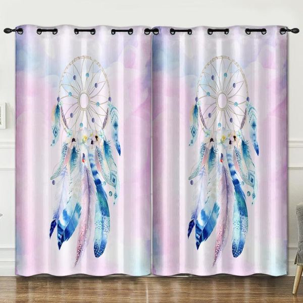 

dream catcher perforated bedroom living room decoration curtain background decoration cloth pink curtains curtains