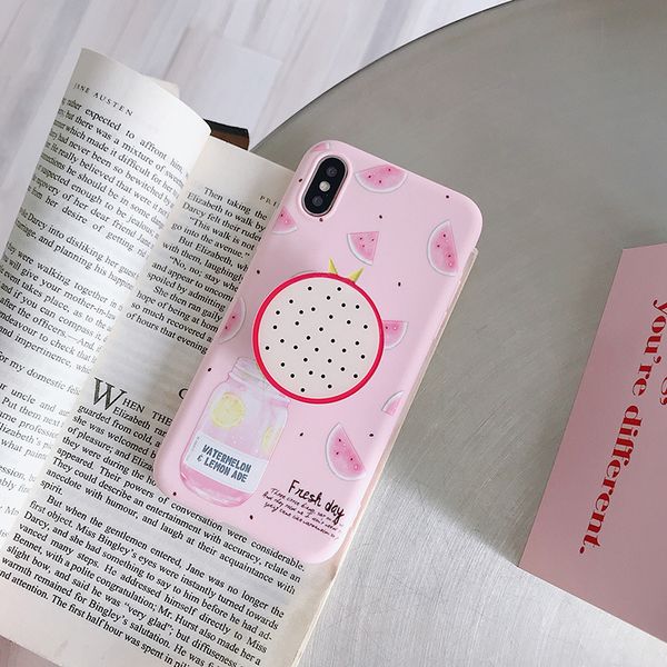 

factory sell soft tpu fruit grain for iphone 8 case summer for iphone xs max case with mobile stand designer phone case