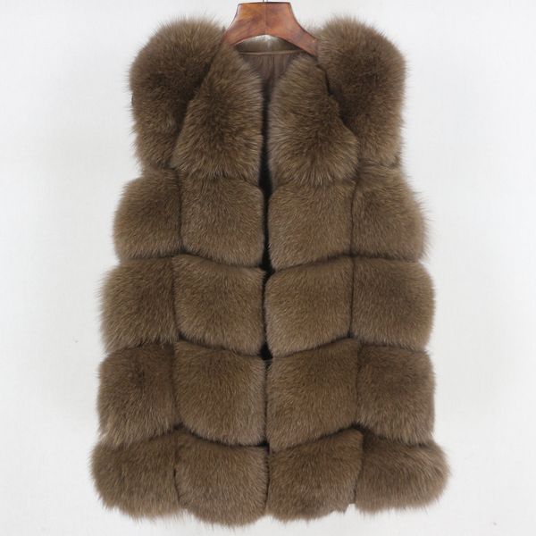 

women's fur & faux winter jacket women 2021 real vest coat natural big fluffy outerwear streetwear thick warm, Black