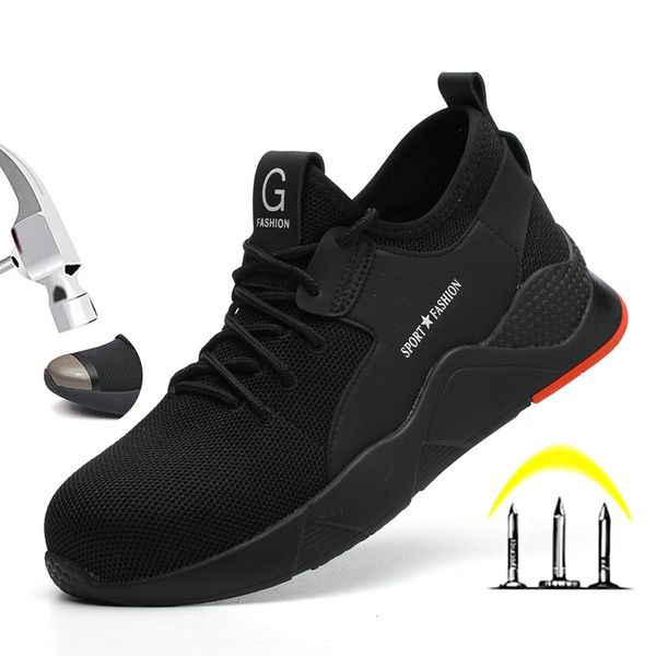 

work safety boot steel toe safety shoes work sneakers anti-smashing shoes male indestructible plus size 50, Black