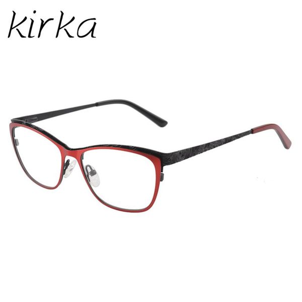 

kirka glasses frame women cat eye optical myopia eyewear metal eyeglass frame spring hinge optical spectacles eyeglasses, Black