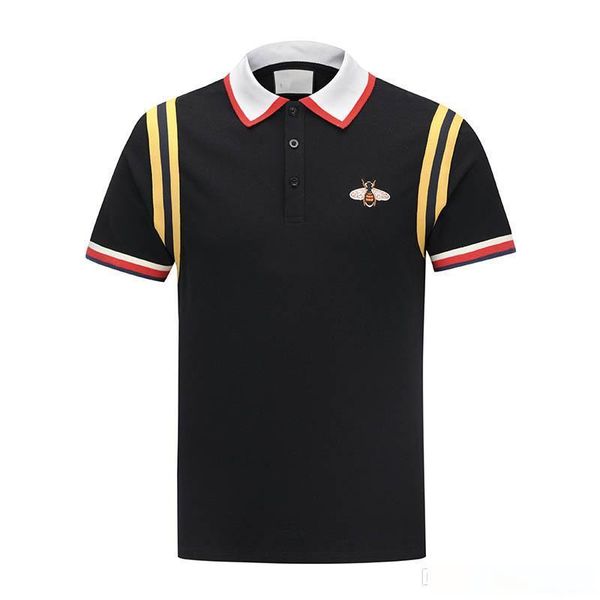 

2018 fashion men polos shirts bee snake embroidery floral print shirt short sleeve solid cotton polo t shirt harajuku casual poloshirt