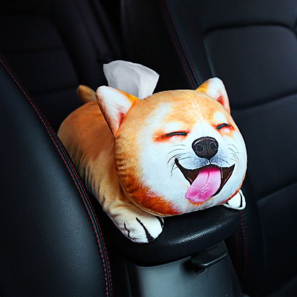 

cute pet cartoon car armrest box tissue box car napkin with tray interior accessories for girls auto styling napkin holder