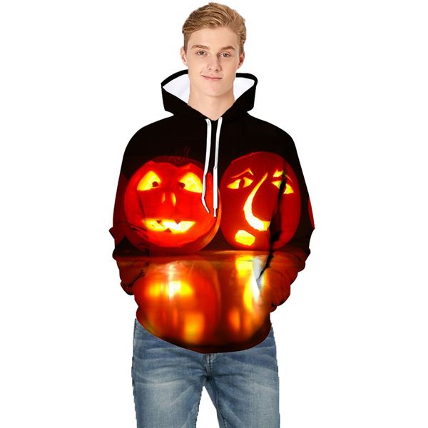

hoodie men scary halloween pumpkin 3d print hooded party long sleeve hoodies pour hommes hoodie moletom feminino inverno 2019, Black