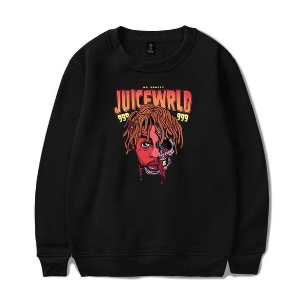 

juice wrld hip hop rapper same paragraph hoodie men fashion long-sleeved hoodies sweatshirt new trend casual wear, Black