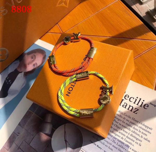 

2019 women and man handmade nylon rope with gold clasp bracelet charm titanium stainless steel in orange and yellow rope jewelry shi 6, Golden;silver