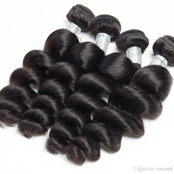 

peruvian loose wave 3 bundles with frontal closure virgin human hair weave extension pre plucked frontal with bundle, Black