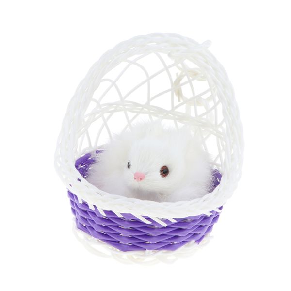 

simulation animal model figurine cute rabbit in the basket kids toy home decor