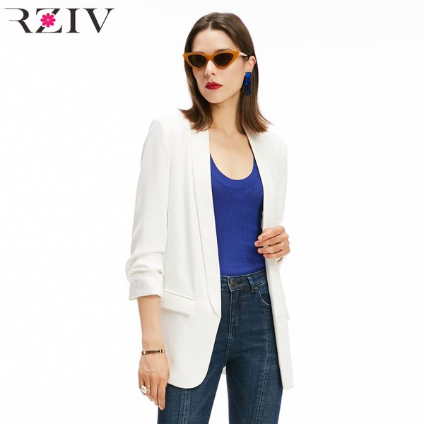 

rziv autumn women blazer jacket solid color style blazer feminino coat fall clothing, White;black