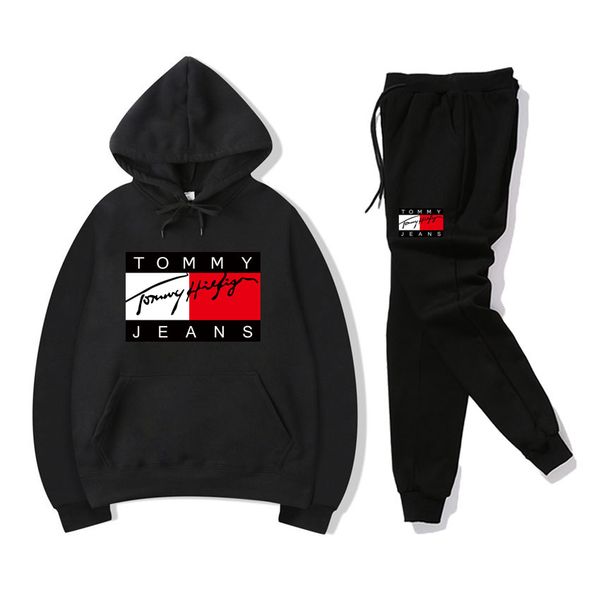 

New 8tommy jean men 039 track uit port wear hoodie pant track uit traje deportivo women portanzug port hoodie ca ual jogger uit, White