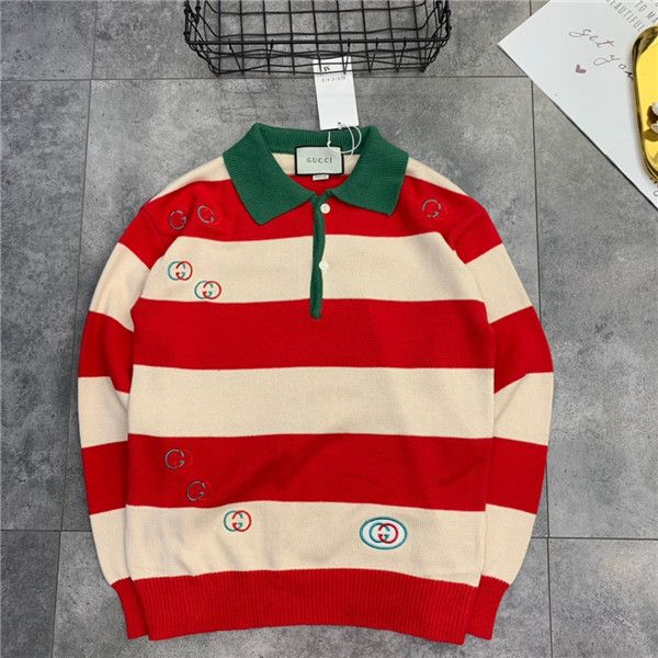 

19aw luxurious italy brand design knitted sweater men women fashion rred beige stripes casual streetwear sweatshirts outdoor shirts, Gray;blue