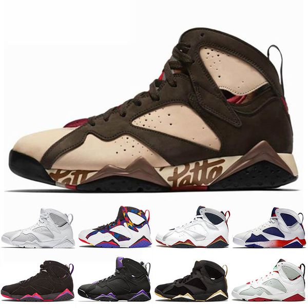 

2019 new jumpman 7s mens basketball shoes patta tinker alternate gmp olympic french blue pure money leather mens trainers sports sneakers
