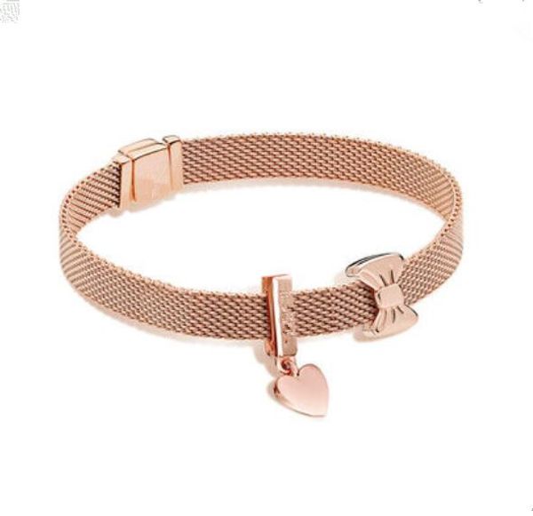 

925 sterling silver bead charm rose gold reflexions safety chain clip ser beads pan bracelet bangle diy jewelry, Black