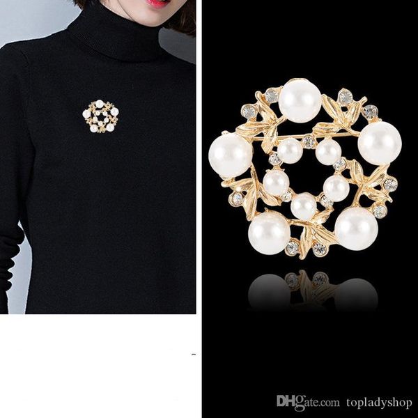 

european and american fashion temperament elegant wild brooch scarves buckle flash diamond pearl scarf buckle wholesale, Gray