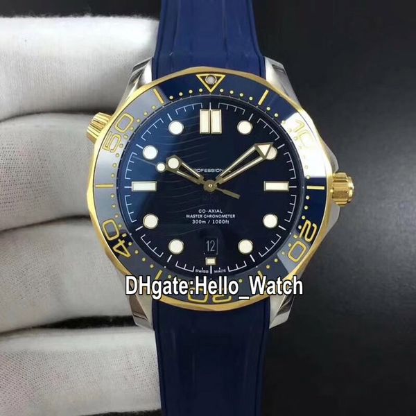 

bf new dive meter series 210.22.42.20.03.001 cal.8800 automatic mens watch blue ripple dial ceramics bezel two toen gold case rubber strap, Slivery;brown