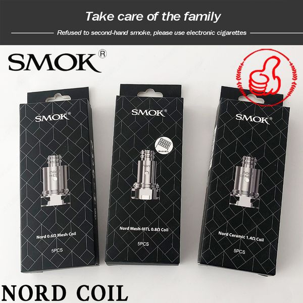 

100% Оригинал SMOK Nord Катушки 1.4Ohm MTL 0.6Ohm Mesh Coil Regular DC 0.6ohm Глава сердечника для 3мл Pod Патроны Kit Аутентичные Smoktech