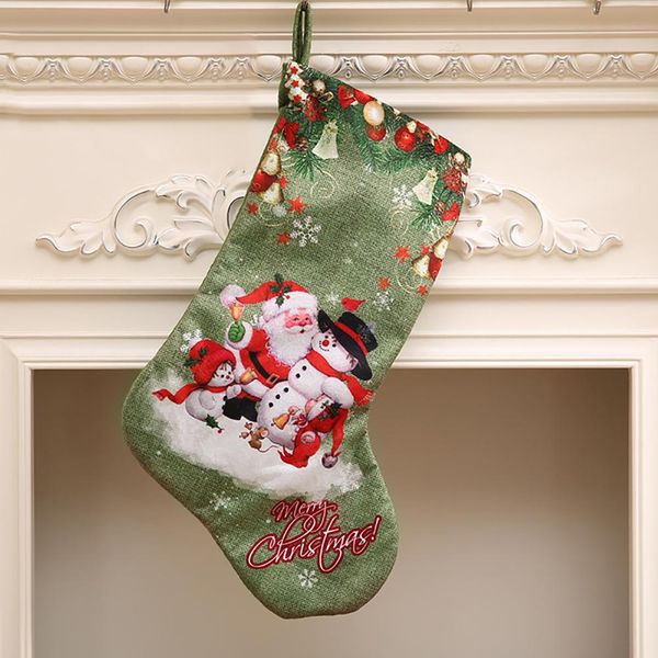 

merry christmas santa claus snowman elk xmas stocking gift candy sock ornament