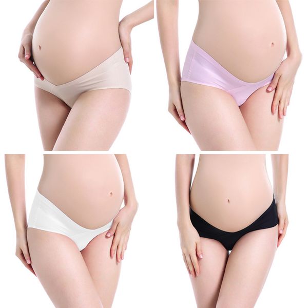 

4pcs/lot cotton pregnant women underwear v-shaped low waist pettipant soft maternity panties pregnancy women briefs clothing, White