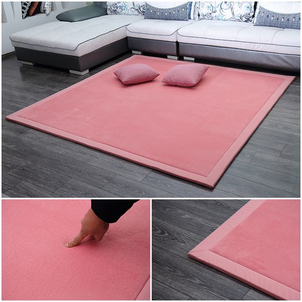 

soild pink carpets for living room coral fleece soft rugs coffee table sofa carpet children playing mat morden brief tatami pad