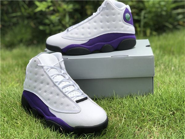 

2019 air authentic 13 lakers rivals retro white court purple university gold black man basketball shoes 414571-105 real carbon fiber