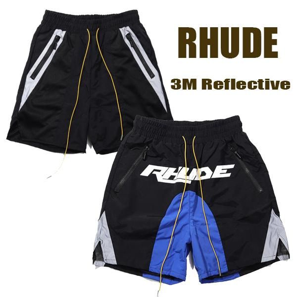 

новое поступление мужские дизайнерские летние шорты брюки rhude 3m светоотражающие эластичные талии шорты классические спортивные брюки клас, White;black