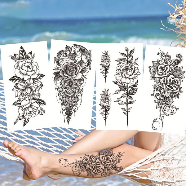 

1 pc fashion temporary tattoo sticker women body chest art flower roses tatoo fake tatto for men women