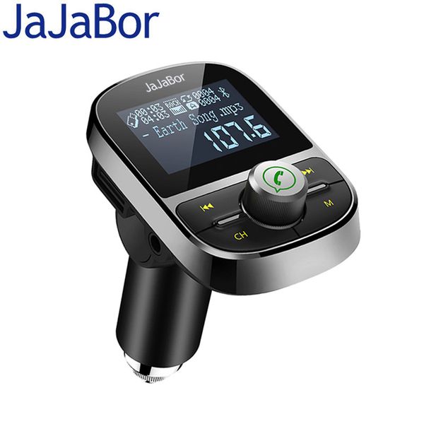

jajabor fm transmitter bluetooth car kit handsaux 3.5mm audio player dual usb car charger large screen voltage detection