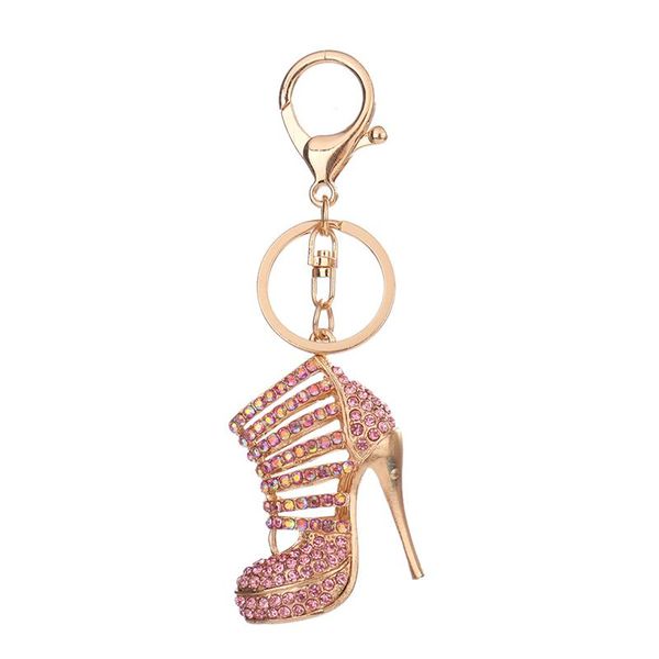 

1pcs rhinestone high heels shoes key chains rings shoe pendant car bag keyrings for women girl keychains gift, Silver