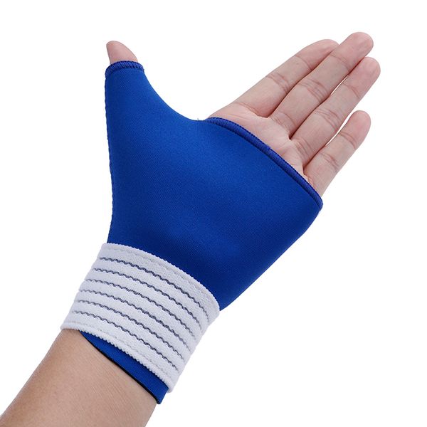 

sports bandage palm wrist hand support glove gym half finger thumb wrap sport safety elastic hand wristband brace, Black;red