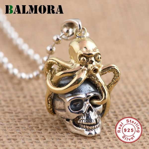 

balmora new solid 925 sterling silver skull & ocs pendants for women men vintage skeleton silver jewelry accessories sy13206