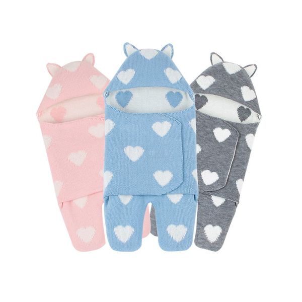 

0-12m autumn winter warm hooded baby heart swaddle blanket quilt perfect baby shower gift cotton swaddles