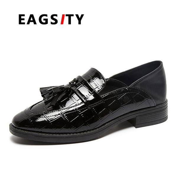 

eagsity black penny loafers for women dress shoes slip on footwear vintage tassel leather shoes flat