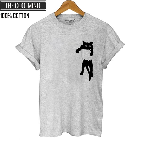 

cotton cat print women t shirt casual short sleeve tshirt female o-neck loose women t-shirt tee shirt, White