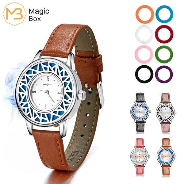 

aromatherapy bracelet essential oil diffuser bangles stainless steel horse bracelet leather brown watch chain for women jewelry, Golden;silver