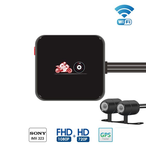 

m6l p6l wifi motorcycle dvr dash cam full hd 1080p+720p front rear view waterproof motorcycle camera black recorder box