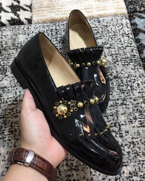 

elegant designer gentleman party bussiness dress slip on loafers spikes shoes dandelion sneaker red bottom oxford men's leisure black35, Black