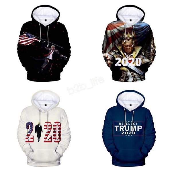

donald trump 2020 print hoodie hooded pullover men women 3d print fall winter male female coat outwear sweatshirt ljja2963, Black