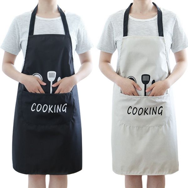 

sleeveless apron chef waiter kitchen cook apron with pockets polyester halter bib for man woman kitchen cooking accessories 1pc