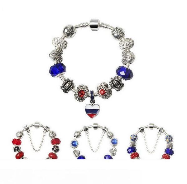 

новейший кубок мира национальный флаг браслет искусственный драгоценный камень сплав бусины браслет манжеты ювелирные изделия подарки 7 цвет, Golden;silver