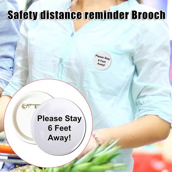 

6/12/25/50pcs please stay 6 feet away buttons help flatten the curve practice social distancing brooch h9, Gray