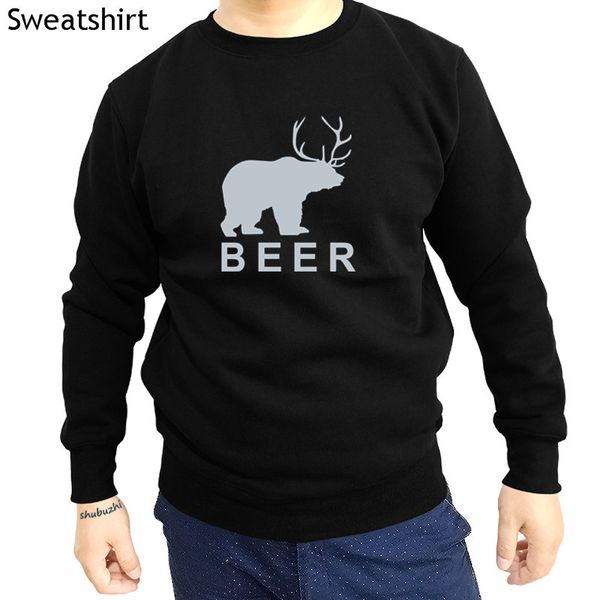 

new arrived casual fashion hoodies new beer bear deer sweatshirt - funny mens drinking stag alcohol slogan animal sbz4321, Black