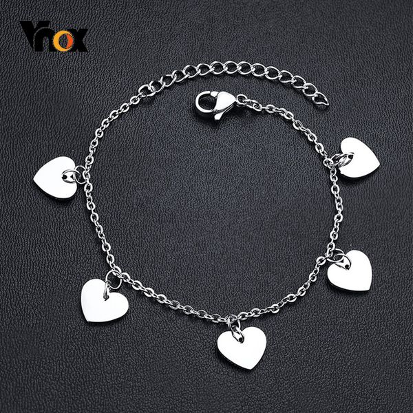 

vnox trendy heart charm chain bracelets for women jewelry silver and gold tone stainless steel birthday xmas party gifts for her, Golden;silver