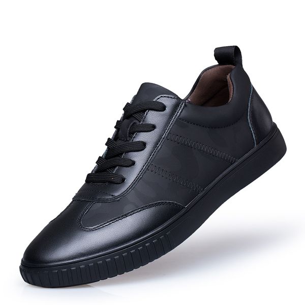 

новый дизайн мужчины повседневная обувь моды кожа обувь для мужчин весна осень flats узелок low top man white fashion кроссовки, Black