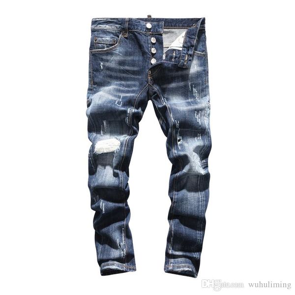 

2020 mens stretch black jeans модельер slim fit омывается motocycle джинсовые брюки hip hop панелями мотоцикла боятся бога, Blue