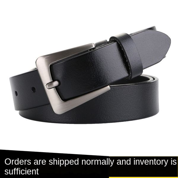 

women's leather all-match belt leisure ancient silver pin pin buckle trousers belt belt, Black;brown