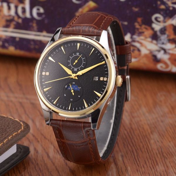 

мужские часы автоматические механические движения армированные стекла зеркало мода кожаный ремень 41мм 12мм дата авто с коробкой роскошные ч, Slivery;brown