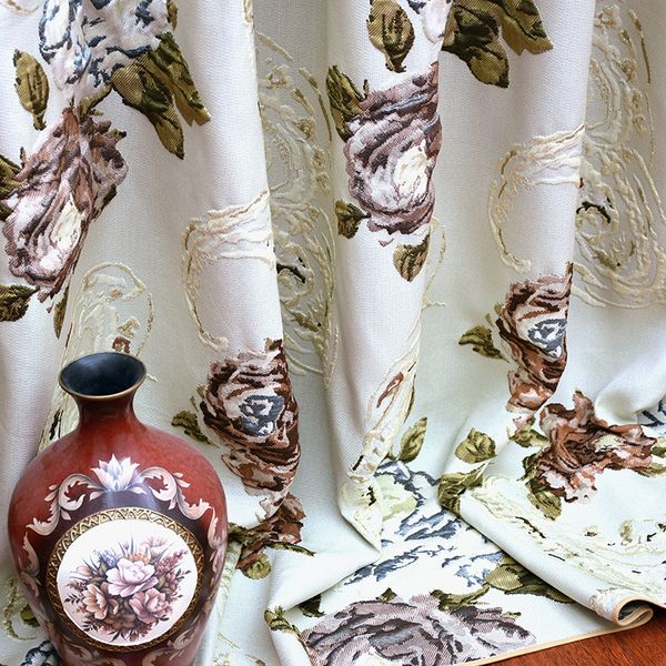 

nordic big peony embossed high-grade embroidery curtains for living dining room bedroom